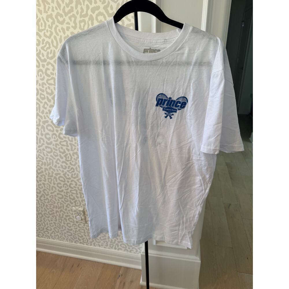 Prince x Happy Dad Men's White Graphic Seltzer Casual T-Shirt Size L